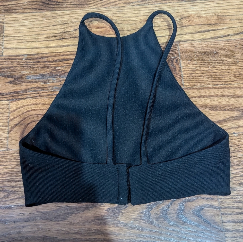 Black Ribbed Halter Top - Picture 2 of 3
